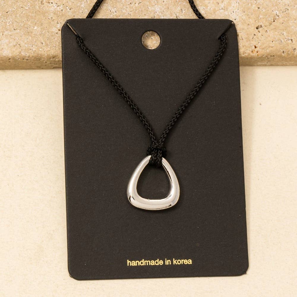Rounded Triangle Cutout Pendant Necklace - Silver