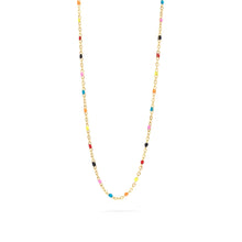 18K Gold PVD Stainless Steel Multi Confetti Chain Necklace: Charm Bar Gold / 16+2"