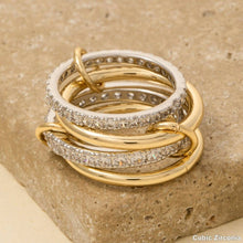 Gold Dipped Cz Pave Linked Band Rings - Gold