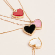 Heart Shaped Pendant Necklace - Pink