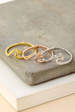 Gold Dipped Wave Cutout Adjustable Ring - R