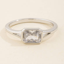 Gold Dipped Split Shank Step Cut Bezel Cz Ring: 27SILVER
