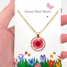 Dried Flowers Floral Irregular Round Pendant Necklace - Leucanthemum paludosum