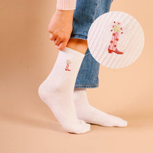 Embroidered Crew Socks–Cowgirl Boot