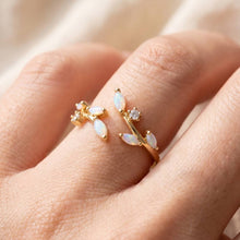 Rhodium Dipped Marquise Opal And Cz Ring: Gold
