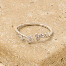 Gold Dipped Cz Floral Leaf Open Ring - Gold