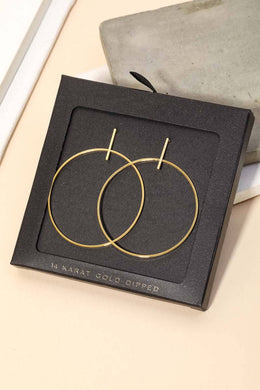 Gold Dipped Thin Hoop Drop Earring- Gold