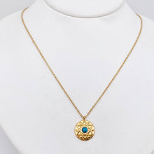 Inlaid Turquoise 18k Gold Plated Stainless Steel Necklace