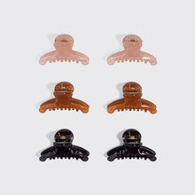 Recycled Plastic Mini Arched Clips 6pc Set - Soft Pink, Mocha & Black