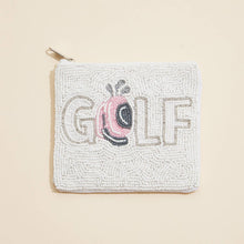 Golf-Themed | Beaded Coin Pouch - White