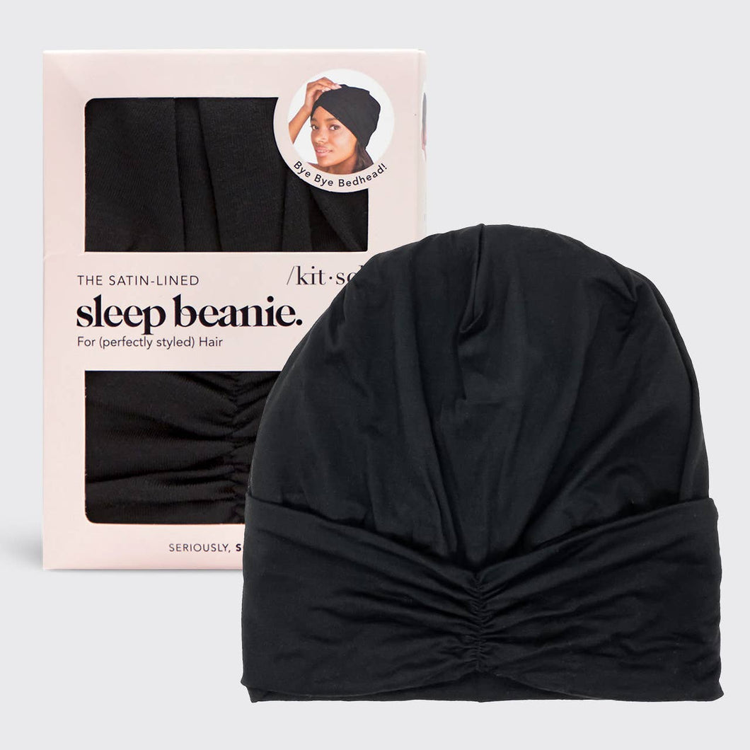 Sleep Beanie with Satin Lining - Black