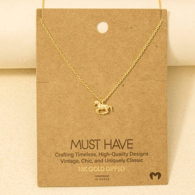 Gold Dipped Mini Horse Pendant Necklace