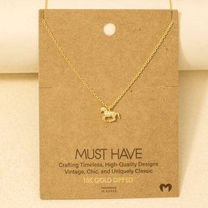 Gold Dipped Mini Horse Pendant Necklace