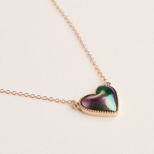 Heart Shaped Enamel Pendant Necklaces in Gold Chain Jewelry - Peach