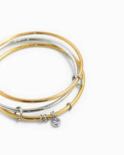 Stainless Two-Tone Interlocking Bangle Bracelet