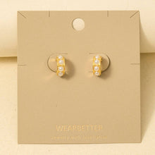 Mini Pearl Studded Post Hoop Earrings