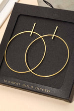 Gold Dipped Thin Hoop Drop Earring - Silver