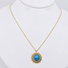 Inlaid Turquoise 18k Gold Plated Stainless Steel Necklace