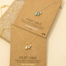 Dainty Opal Crystal Charm Necklace - Gold