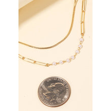 Double Chain Bead Layered Necklace - Gold