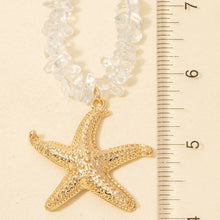 Starfish Pendant Clear Resin Beaded Necklace