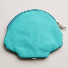 Seashell Beaded Coin Purse with Pearl Accent - Light Blue