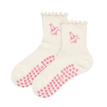Pink Bikini on Ruffle Cream Pilates Grip Sock Heart Grips