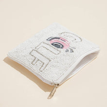 Golf-Themed | Beaded Coin Pouch - White