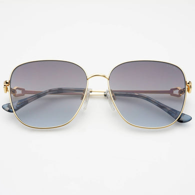 Lea Womens Round Sunglasses - Gold / Gradient Gray