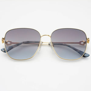Lea Womens Round Sunglasses - Gold / Gradient Gray