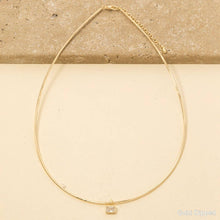 Gold Dipped Cz Baguette Pendant Choker Necklace - Gold