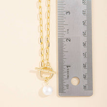 Freshwater Pearl Pendant Toggle Paperclip Necklace: Silver
