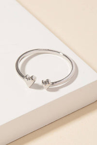 Gold Dipped Delicate Double Heart Open Ring - Silver