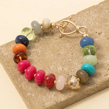 Mixed Faceted And Marble Resin Disc Beaded Toggle Bracelet