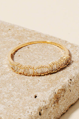 Metallic Baguette Pave Band Ring - Gold