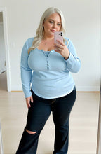 FINAL SALE Payton Peekaboo-Lace Long Sleeve Ribbed Henley - Pastel Purple