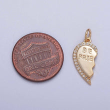 16K Gold Filled Best Friends Micro Paved Cubic Zirconia Breakable Heart Charm Bar