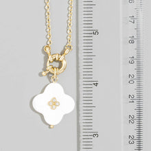 Shell Clover Pendant Necklace With Cz Center