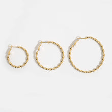 18K Gold PVD Stainless Steel Twist Hoop Earrings - Stainless / 30mm