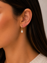 Teardrop Charm Hoop - White CZ