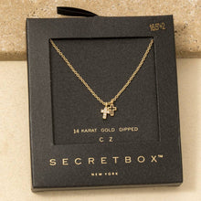 Secret Box Gold Dipped Cz Cross Pendant Necklace - Silver