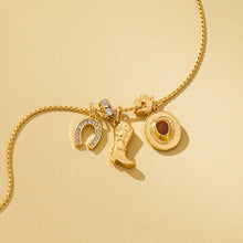 Western Hat Boot Horseshoe Rhinestone Charm Necklace