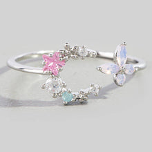 Gold Dipped Cz Moon Star And Butterfly Ring: G