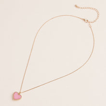 Heart Shaped Pendant Necklace - Pink