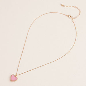 Heart Shaped Pendant Necklace - Pink