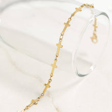 18K Gold PVD Stainless Steel Cross Chain Bracelet: Stainless Steel Silver