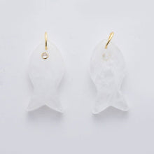 18K Gold Filled 38.8mm Clear CZ Natural Gemstone Fish Charm Bar | D265 - D533: Clear Quartz