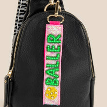 Pickleball Baller Beaded Keychain