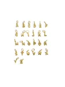 18K Bubble Letters Charm Bar - Gold