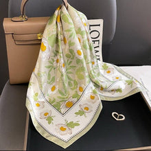 Spring Meadow Daisy Silky Feel Bandana Scarf - Olive